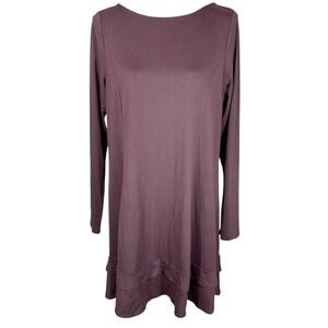 Susana Monaco Large Long Sleeve Ruffle Hem Dress Low‎ Back Plum